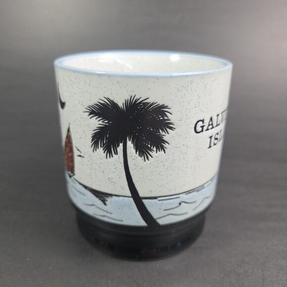 Galveston Island Speckled Stoneware Coffee Mug Cup 10 oz Blue Embossed Sailboat - Picture 3 of 9